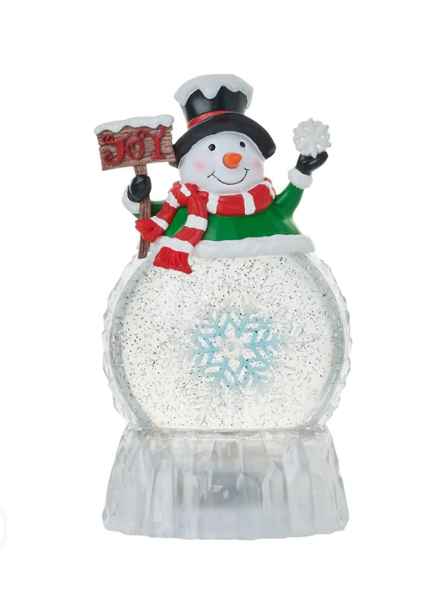 Snow Globes- 9″H LED Snowman Water Globe Lantern Glitter Rotating