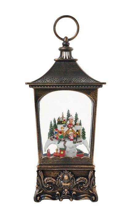 Snow Globes- 8.5″H LED North Pole Water Globe Lantern Glitter Rotating