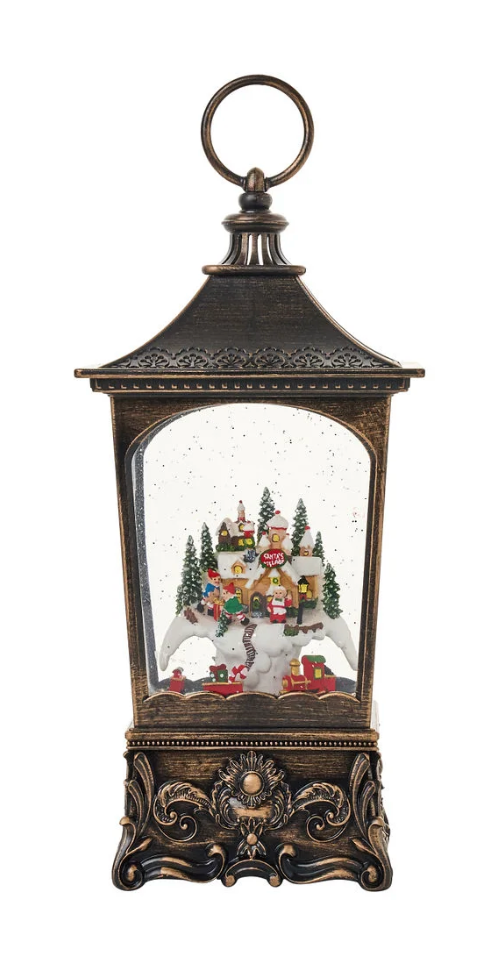 Snow Globes- 8.5″H LED North Pole Water Globe Lantern Glitter Rotating