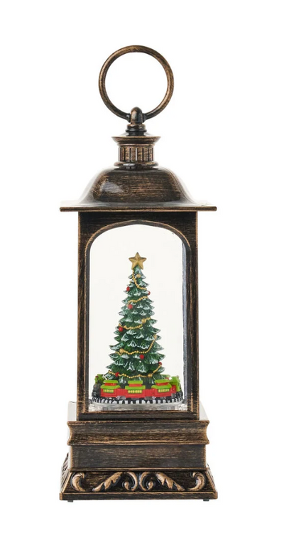 Snow Globes- 9″H LED Train Water Globe Lantern Glitter Rotating