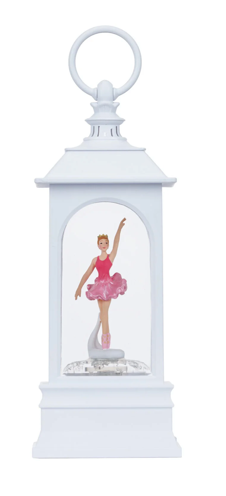 9.25″H LED Rotated Ballerina Plastic Water Globe Lantern Glitter Spinner