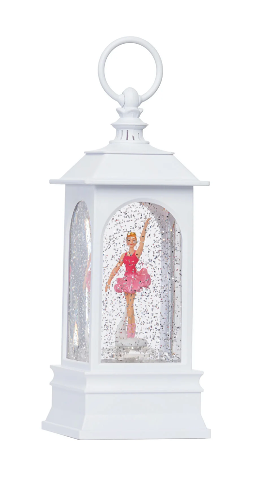 9.25″H LED Rotated Ballerina Plastic Water Globe Lantern Glitter Spinner
