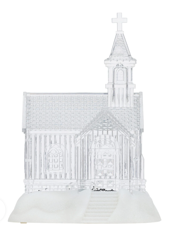 9.5″H LED Plastic Water House Glitter Spinner