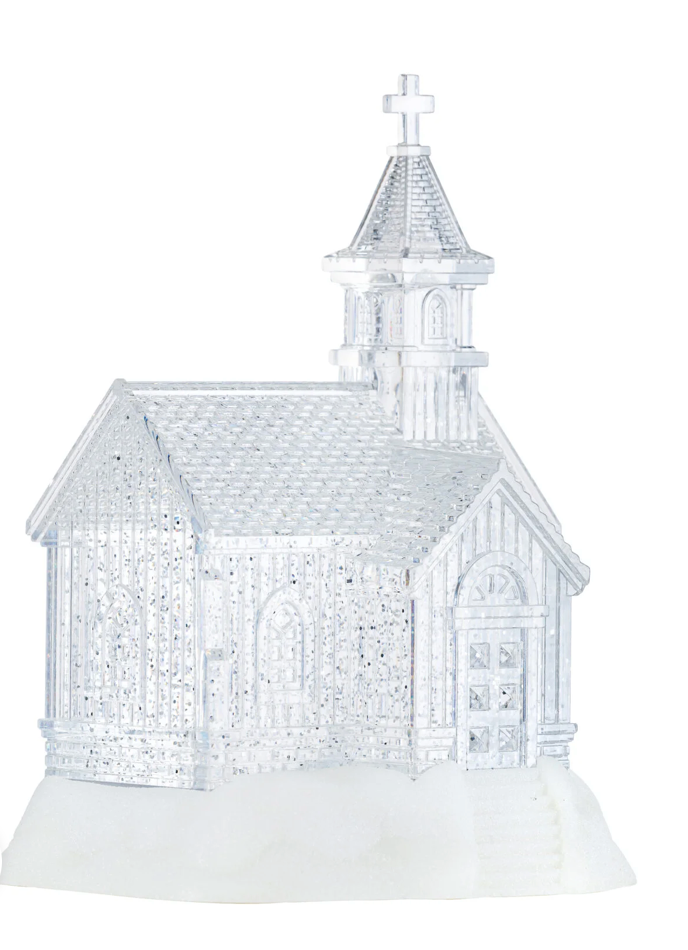 9.5″H LED Plastic Water House Glitter Spinner