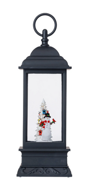 11″H LED Snowman & Xmas Tree Plastic Water Lantern Glitter Spinner