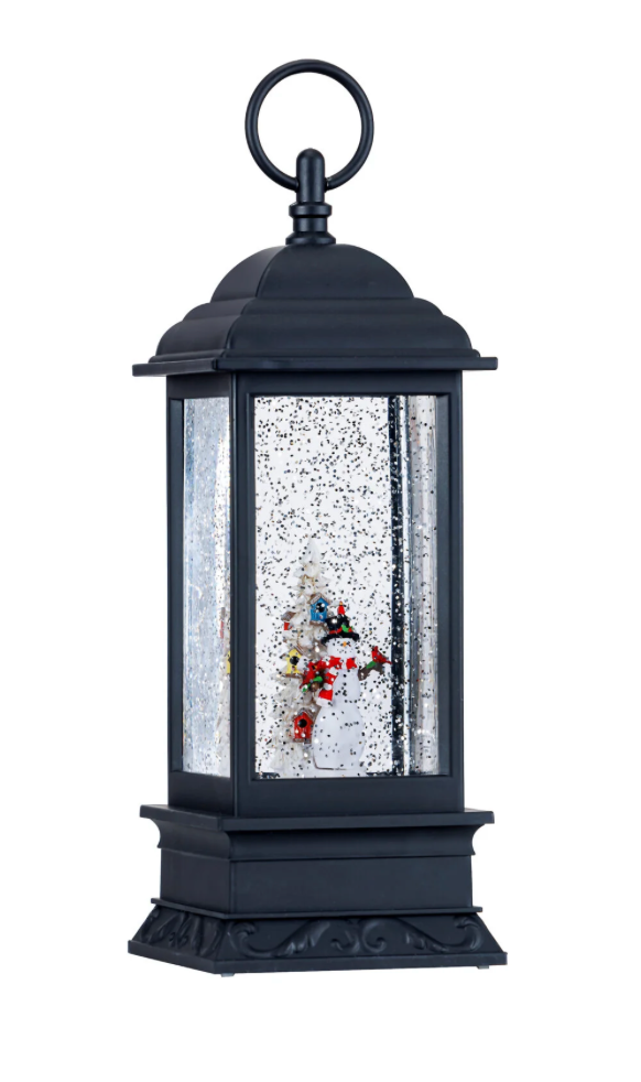 11″H LED Snowman & Xmas Tree Plastic Water Lantern Glitter Spinner