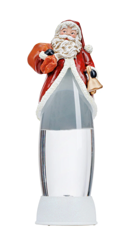 13″H LED Santa Plastic Water Globe Glitter Spinner