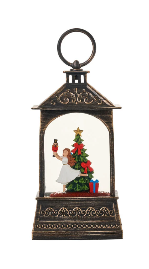 Snow Globes- 8.25″H LED Nutcracker with Tree Water Globe Lantern Glitter Spinning