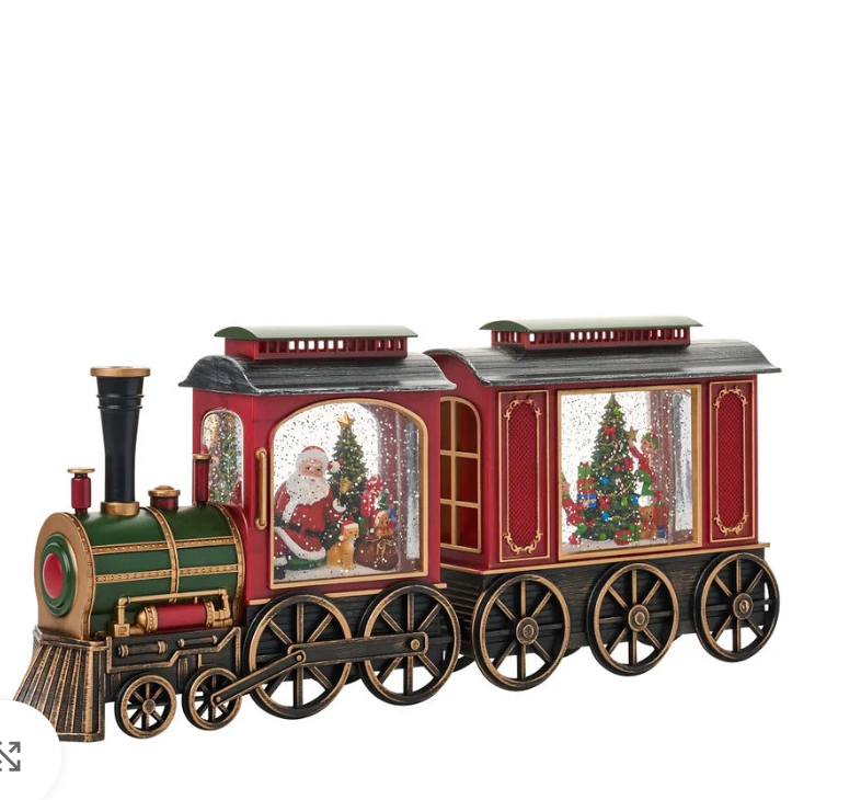 SG23151 Snow Globes- 8″H LED Two Piece Train Water Globe Lantern Glitter Spinning