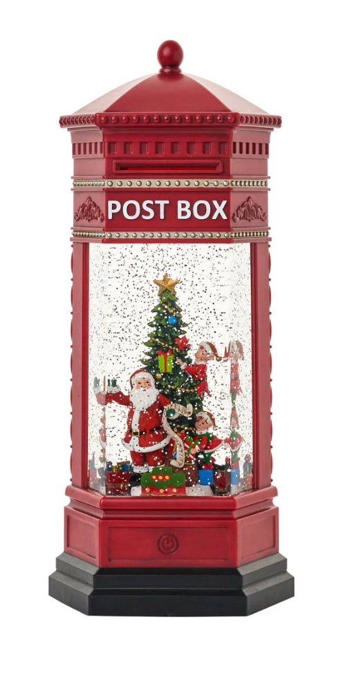 Snow Globes- 13″H LED Santa Water Globe Lantern Glitter Rotating