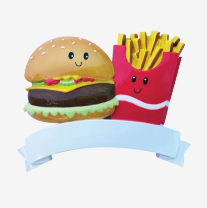 Burger & Fries Couple Personalized Ornament