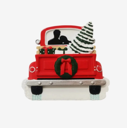 Red Truck Couple Personalized Christmas Ornament