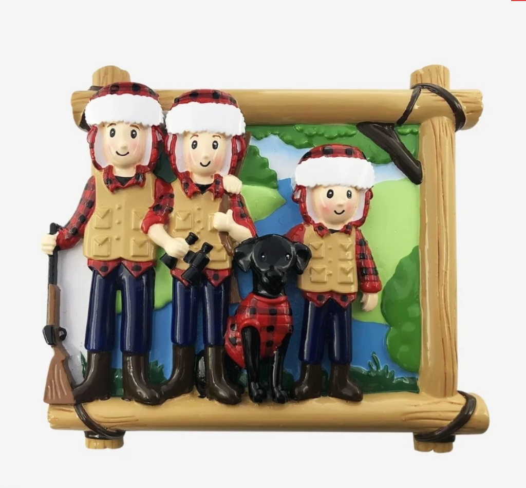 Hunting Family of 3 Personalized Ornament