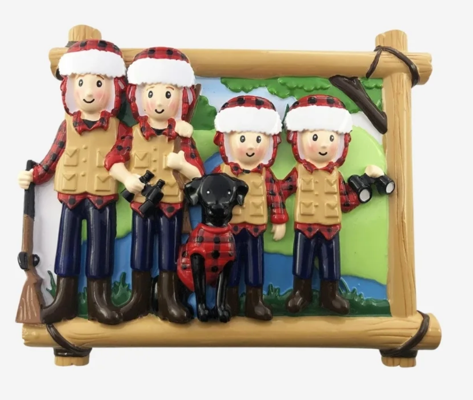 Hunting Family of 4 Personalized Ornament