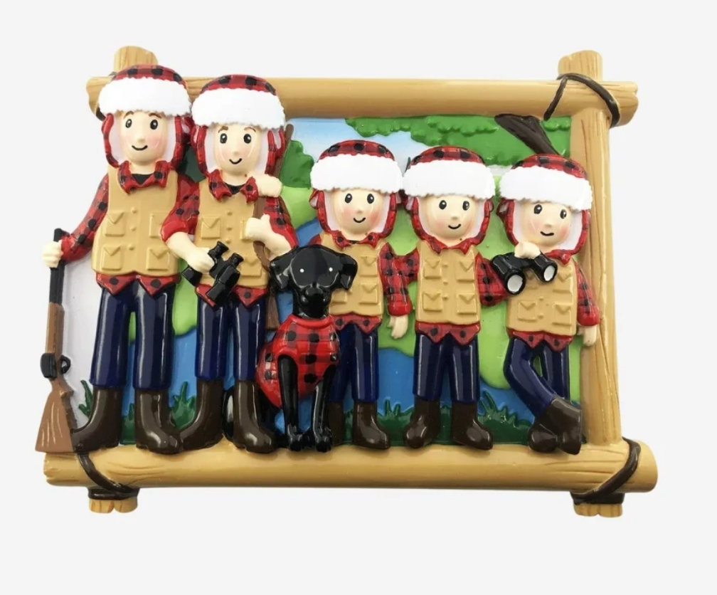 Hunting Family of 5 Personalized Ornament