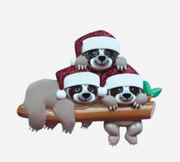 Sloth Family of 3 Personalized Ornament