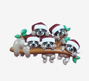 Sloth Family of 5 Personalized Ornament