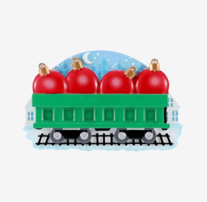 Train Christmas Balls (Family of 4) Personalized Ornament