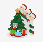 Cat in Christmas Tree Family of 3 Personalized Ornament