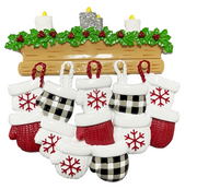 Mitten Family of 12 Personalized Ornament