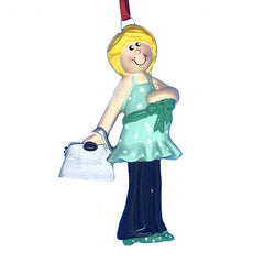 PREGNANT BLONDE PERSONALIZED ORNAMENT