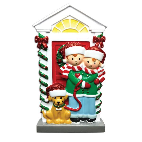 Couple with Dog Christmas Ornament