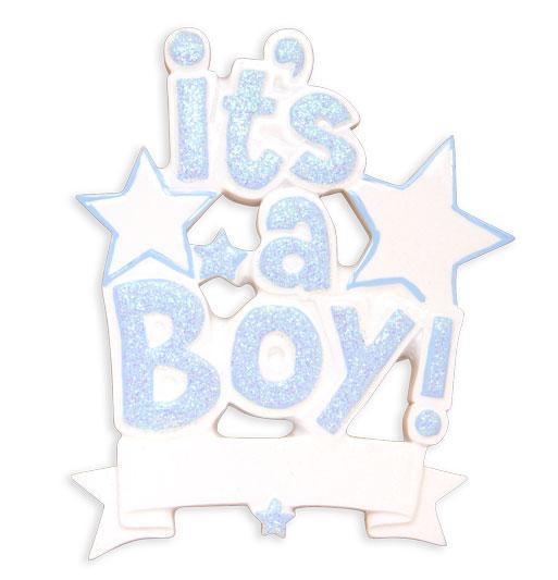 It's a Boy (Blue) Personalized Christmas Ornament