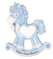 Baby Boy Rocking Horse (New) Personalized Christmas Ornament
