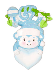 Baby Monkey (Boy) Personalized Christmas Ornament