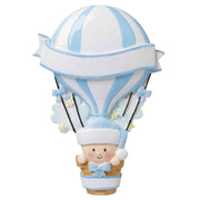 Hot Air Balloon (Blue) Personalized Christmas Ornament