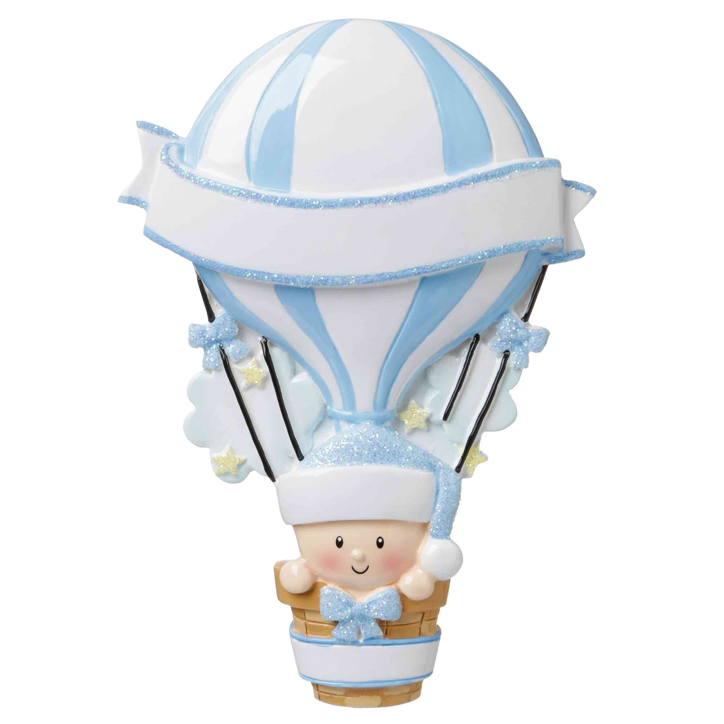 Hot Air Balloon (Blue) Personalized Christmas Ornament