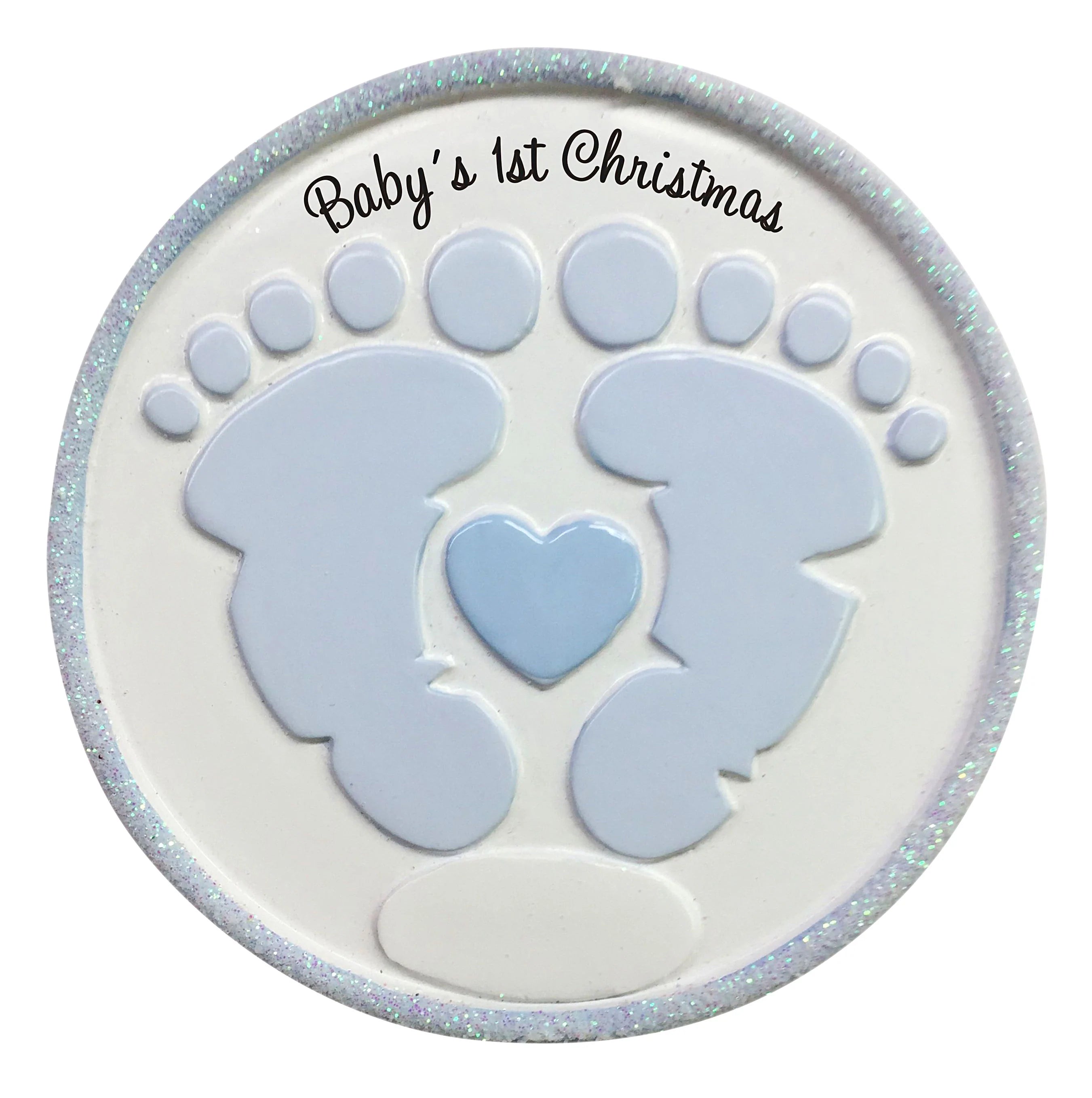 Foot Prints (Blue) Personalized Christmas Ornament