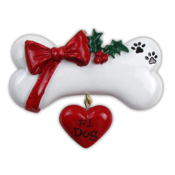 Dog Bone with Bow Ornament